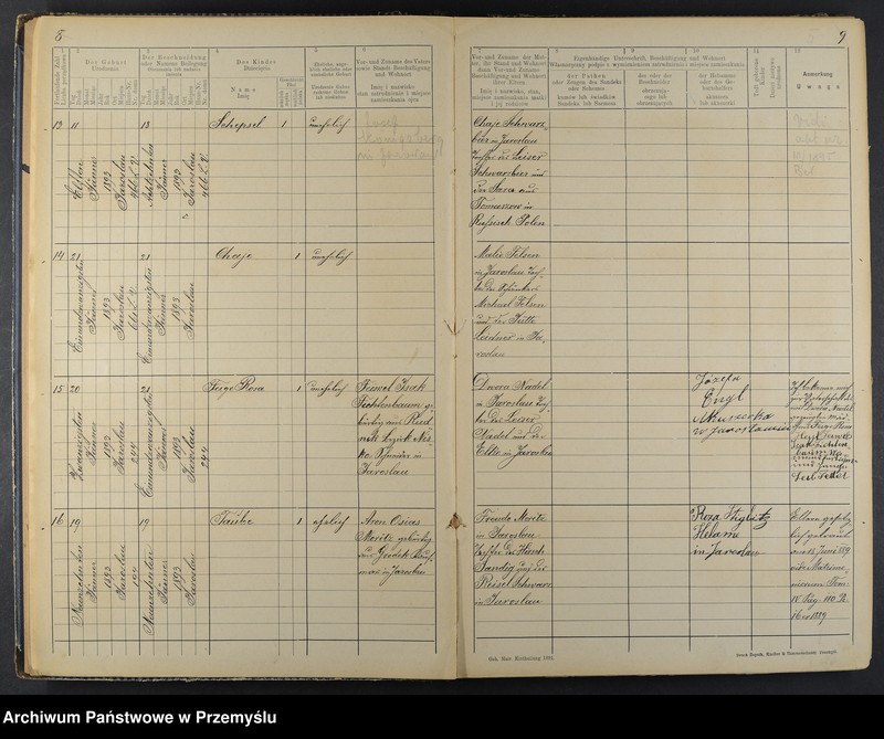 image.from.unit.number "Geburtsbuch des Isr.[aelitischen] Matriken-Bezirkes Jaroslau 1893"