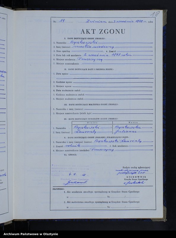 image.from.unit.number "Księga zgonów Nr 1 - 35 i 1 - 44 /przepisana w języku polskim z oryginału niemieckiego w dniach 4.09.-7.09.1961/"