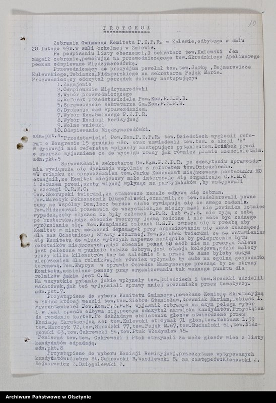 image.from.unit.number "Protokoły zebrań wyborczych /1950-1951/, posiedzeń plenarnych, egzekutywy, narad aktywu, plany pracy, sprawozdania /1949-1950/ Komitetu Gminnego PZPR"