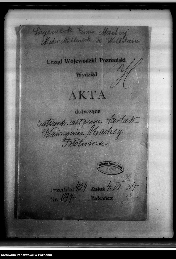 Obraz 4 z jednostki "Zatwierdzenie zakładu przemysłowego tartaku/ W. Machoy w Błotnicy powiat wolsztyński"