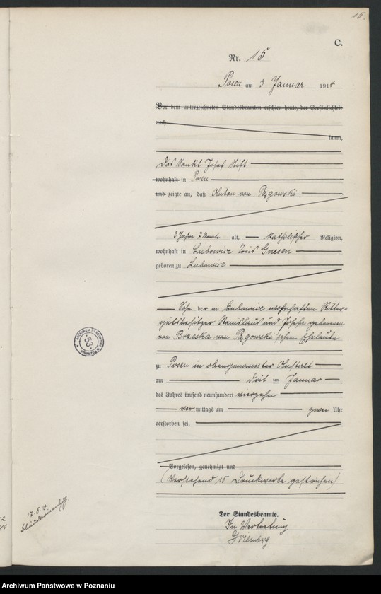 Obraz 17 z jednostki "Księga miejscowa zgonów tom I [Rejestr główny zgonów]"