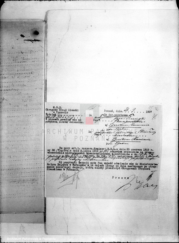 Obraz 19 z jednostki "/Sprawa przewłaszczenia na rzecz Tomaszewskiego nieruchomości w Szerokim Kamieniu powiecie szubińskiego"