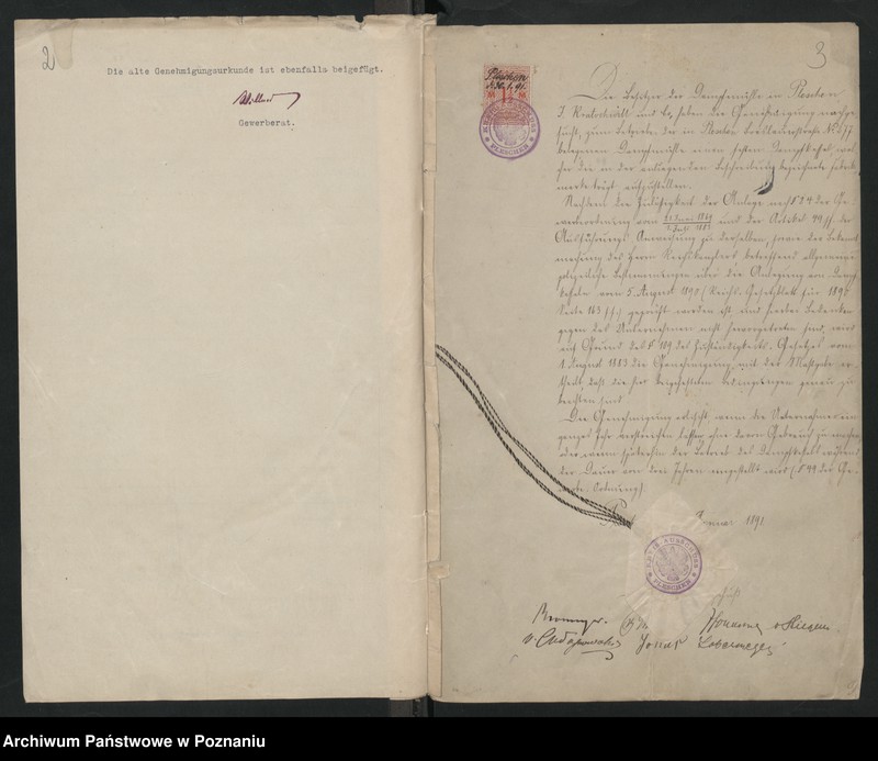 image.from.unit.number "Acta betreffen Konzessionierung eines feststehenden Dampfkessels zum Brennereibetrieb des Rittergutsbesitzers Iowanne in Lenartowitz"