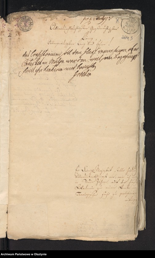 image.from.unit.number "Acta des Etats-Ministeriums zu Königsberg [Królewiec]. Die Catecheten Stelle in Malga [Małga]. Wegen der in Vorschlag gebrachten Einziehung"