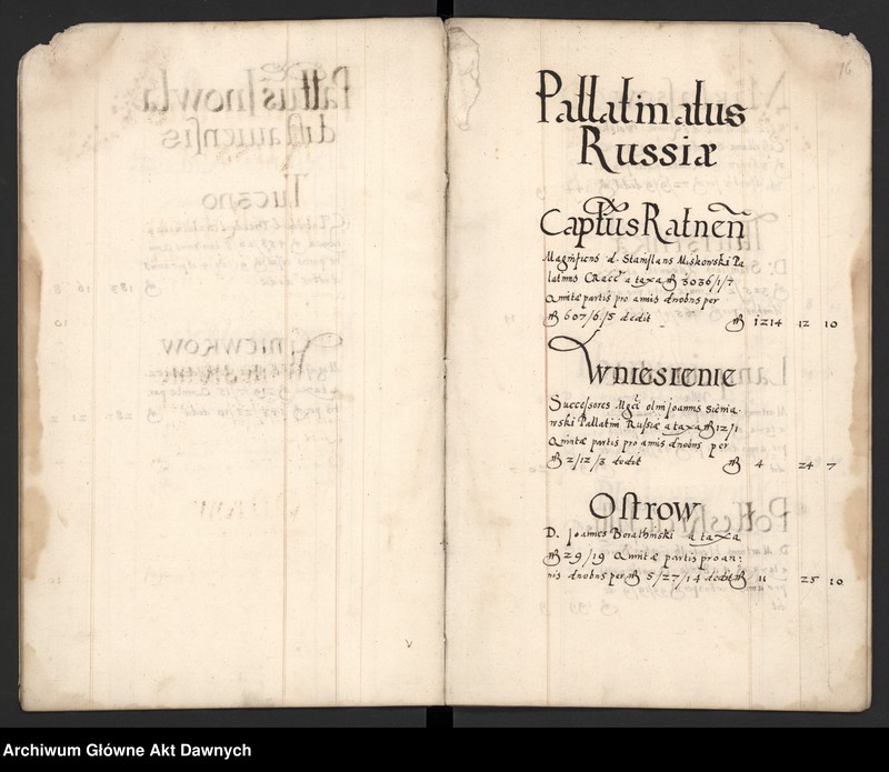 image.from.unit.number "Sumariusz pieniędzy i rejestr retenty piątej części z dochodów dóbr stołowych z terenów całej Rzeczpospolitej."