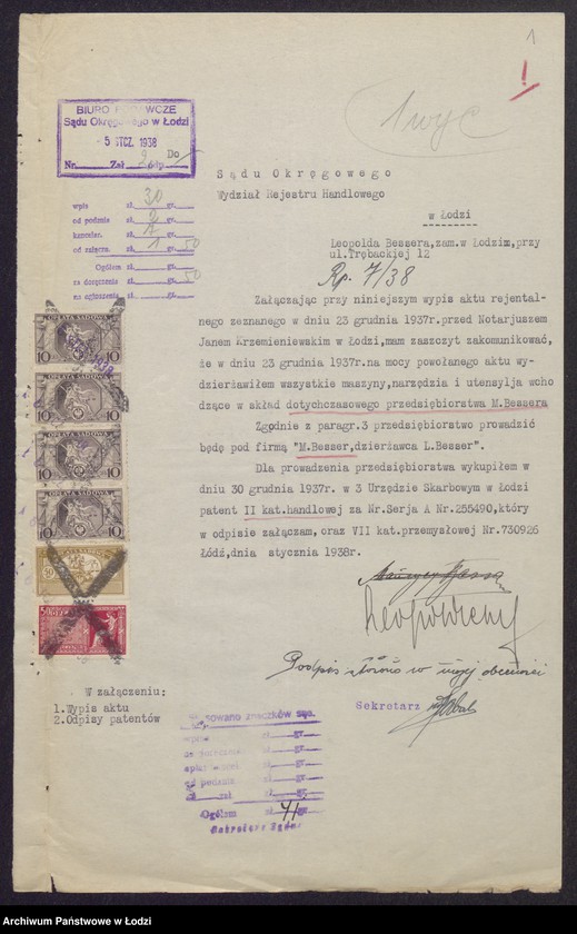 Obraz 3 z jednostki "M. Besser, dzierżawca Leopold Besser- fabryka mebli"