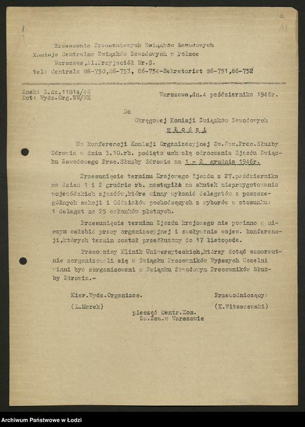 Obraz 12 z jednostki "Okólniki, uchwały i instrukcje związków zawodowych"