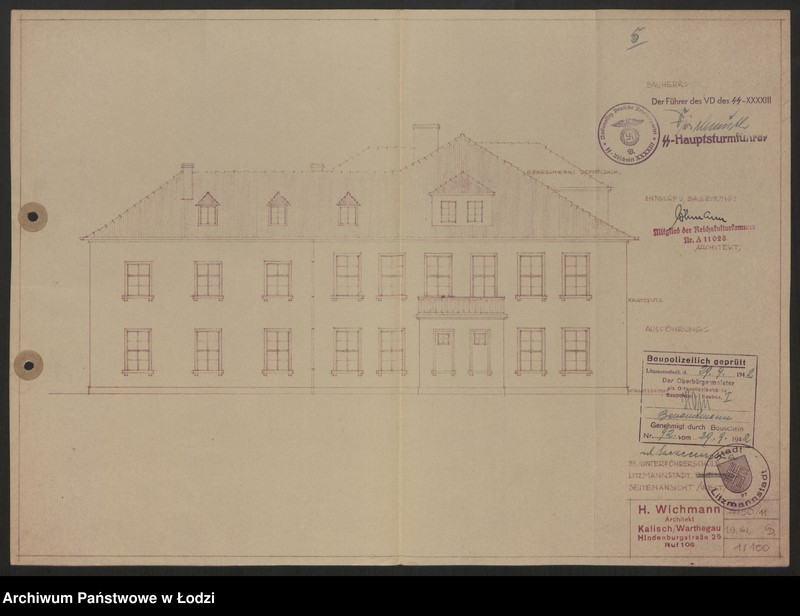 Obraz 6 z jednostki "Szkice budynków SS Unterführerschule przy ulicy Szczecińskiej w Łodzi"