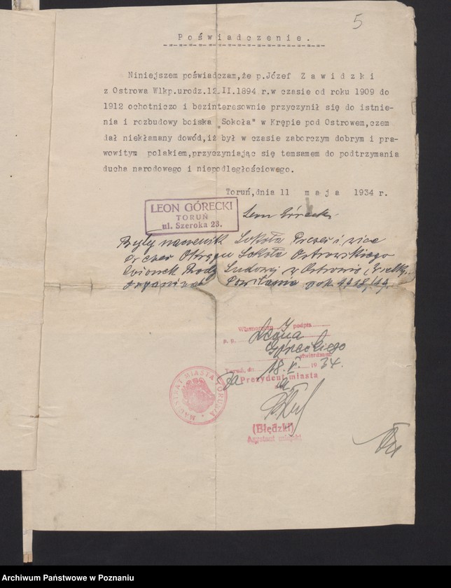 Obraz 8 z jednostki "Lista członków Związku Powstańców Wielkopolskich przesłane przez hitlerowców S.D. - Toruń do S.D. - Leitabschnitt - Poznań."