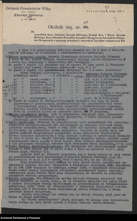 Obraz 9 z jednostki "Akta dotyczące Walnego Zjazdu Związku 5.III.1939."