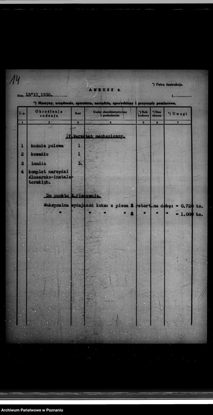 Obraz 18 z jednostki "Kwestionariusz Gazowni Miejskiej w Rakoniewicach powiat wolsztyński"