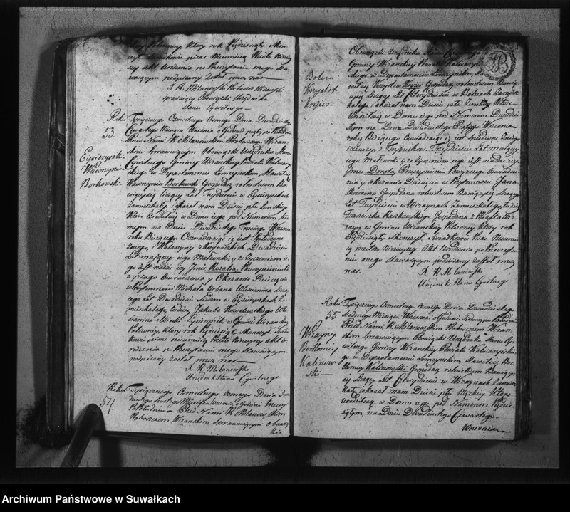 image.from.unit.number "Księga do zapisywania aktów cywilnych urodzenia gminy wiżajńskiey, departamentu łomżyńskiego, powiatu kalwaryjskiego"