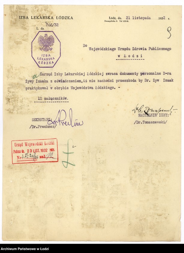 Obraz 12 z jednostki "Zyw Izaak - lekarz - akta rejestracyjne"