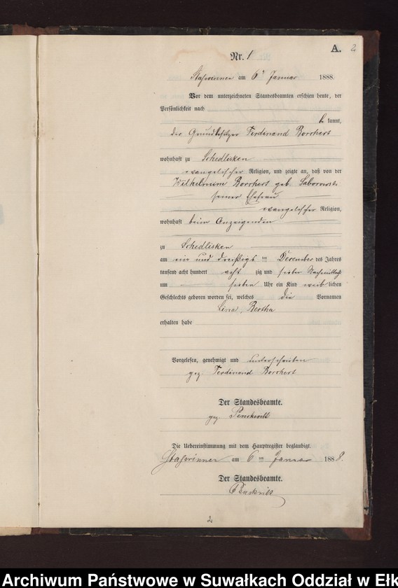 image.from.unit.number "Geburts-Neben-Register des Preussischen Standes-Amtes Stasswinnen Kreis Loetzen"