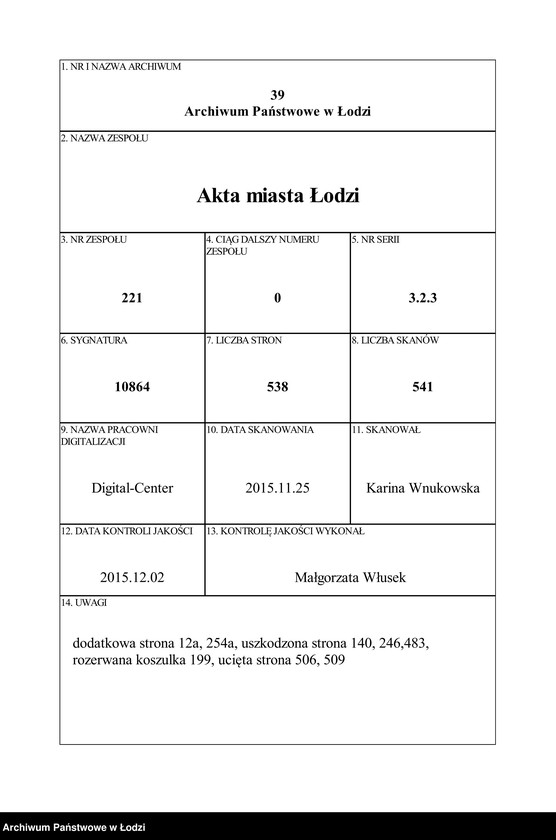 Obraz 1 z jednostki "Dowody metrykalne stałych mieszkańców m. Łodzi nr domu 1273-1274"