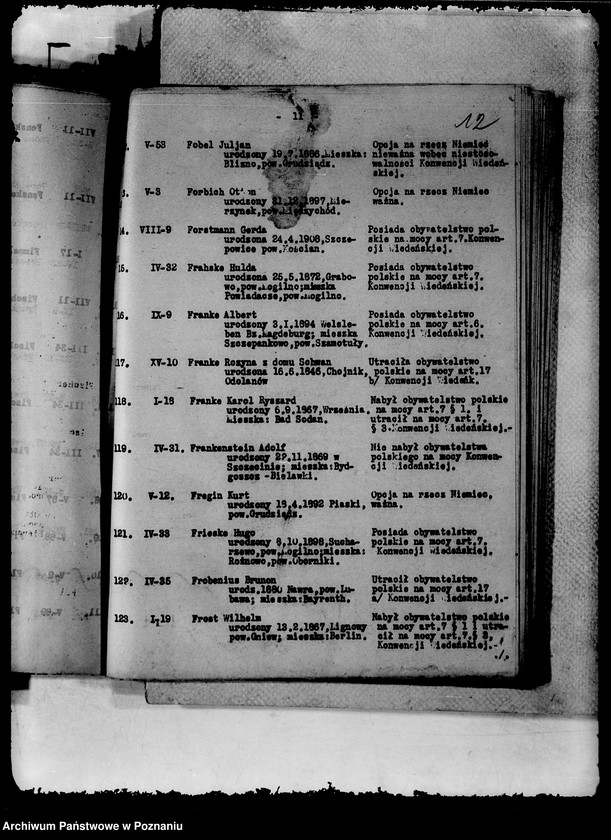 Obraz 16 z jednostki "Spis alfabetyczny spraw spornego obywatelstwa zdecydowanych przez Delegatów technicznych polskich i niemieckich od 9 XII 1929- 1 IV 1930"