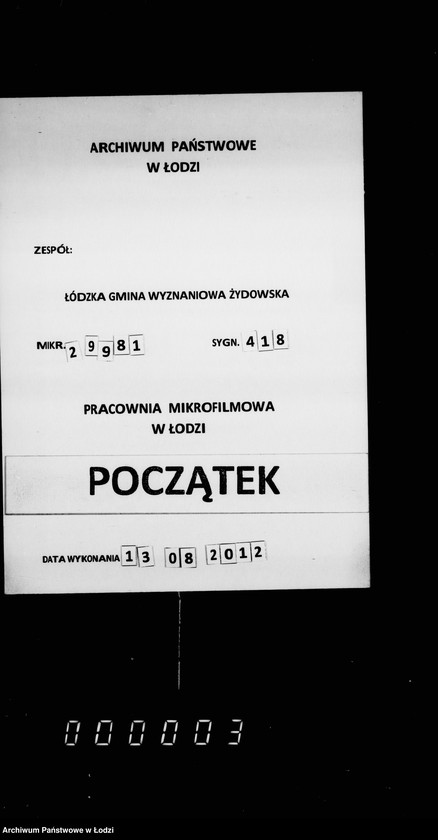 Obraz 1 z jednostki "Protokóły Zarządu Gminy Starozakonnych m. Łodzi [od 15 października 1914 r.]"