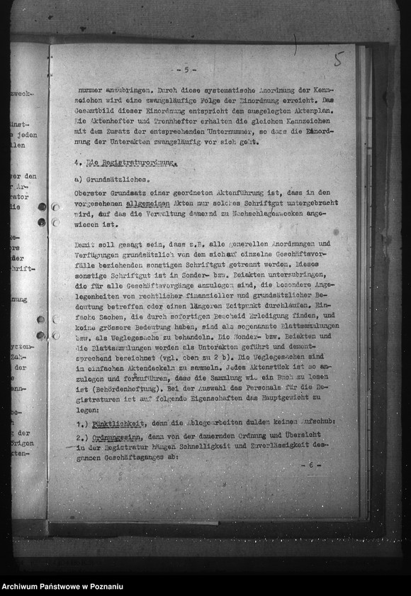 Obraz 9 z jednostki "Organisation und Führung der Registraturen bei der Behörde des Reichsstatthalters im Reichsgau Wartheland"