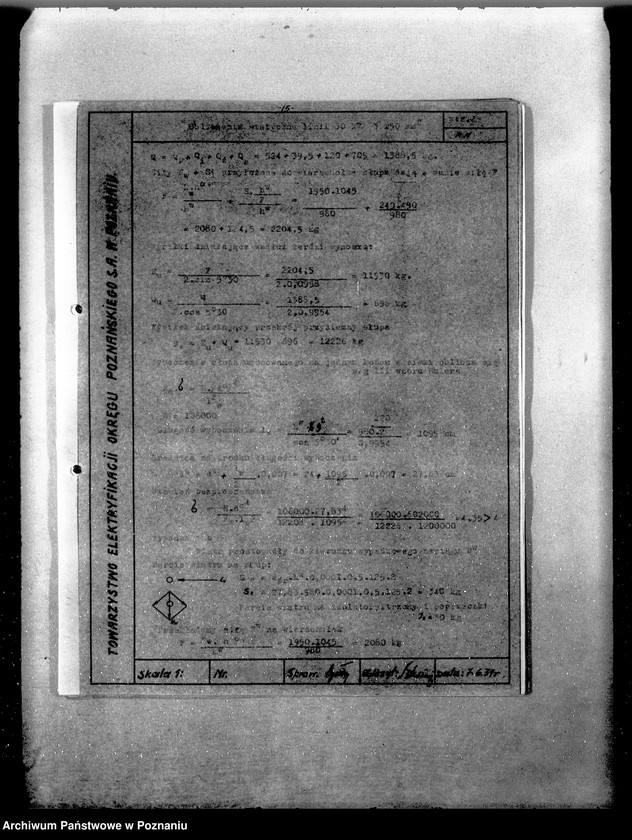 Obraz 19 z jednostki "/Opisy techniczne i rysunki projektu napowietrznych linii elektrycznych 30 km z Poznania do Gostynia przez Zaniemyśl Dolsk oraz z Poznania do Rogoźna przez Oborniki/"