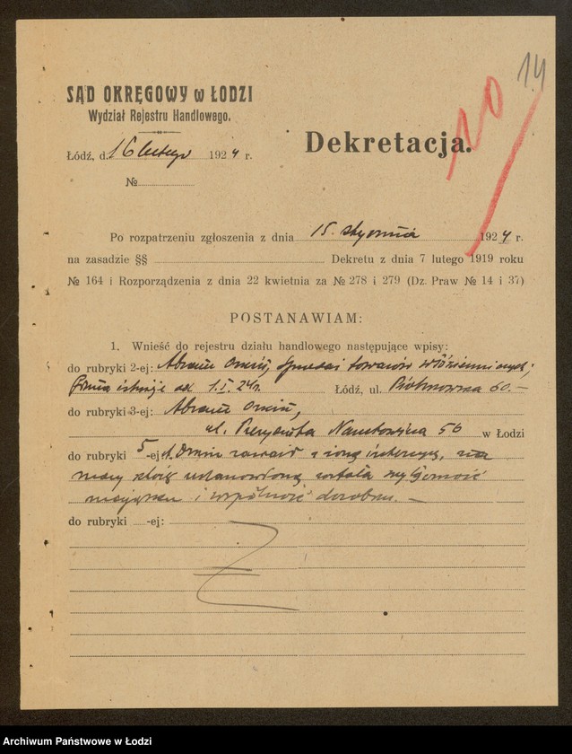 Obraz 16 z jednostki "Abram Orkin – sprzedaż towarów włókienniczych i frmowych"