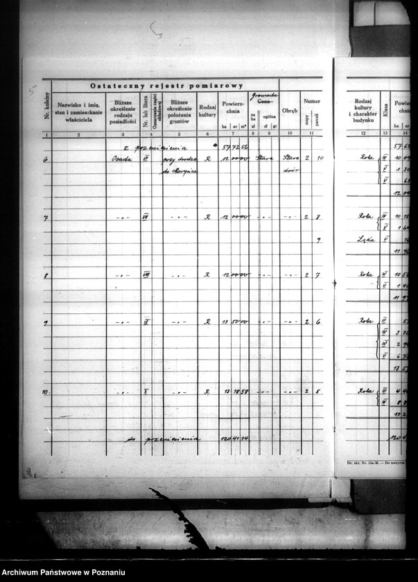 Obraz 10 z jednostki "Ostateczny rejestr pomiarowy majątku Stare powiatu wyrzyskiego"