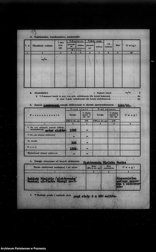 Obraz 17 z jednostki "Kwestionariusz Elektrowni Miejskiej w Rawiczu"