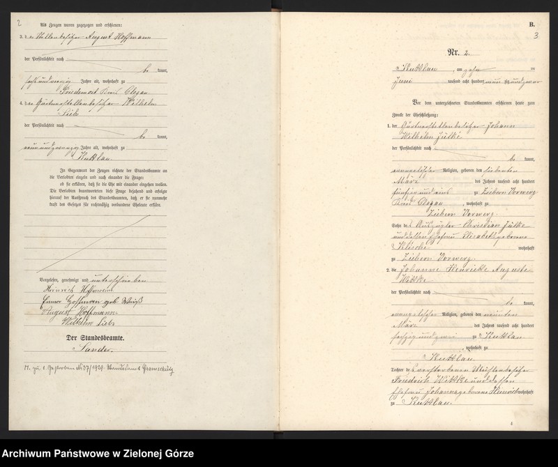 Obraz 4 z jednostki "Heiraths-Haupt-Register Standes-Amt Kuttlau 1890"