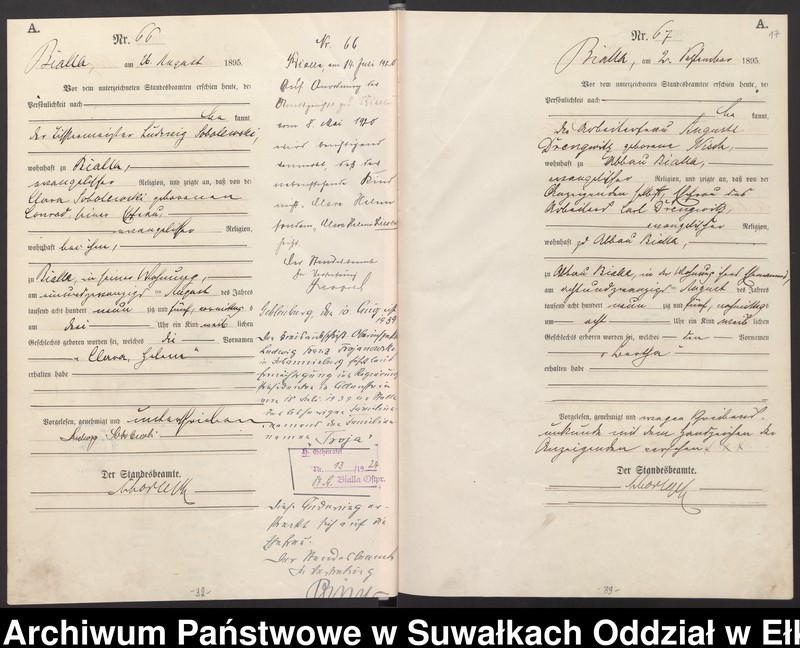image.from.unit.number "[Geburts-Haupt-Register des Königlichen Preussischen Standes-Amtes Bialla Kreis Johannisburg]"