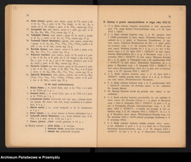 image.from.unit.number "Sprawozdanie Dyrekcji c.k. Gimnazjum Wyższego w Brzeżanach za rok szkolny 1912/13"