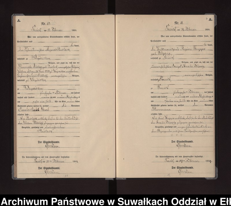 image.from.unit.number "Geburts-Neben-Register des Königlichen Preussischen Standes-Amtes Gneist Kreis Lötzen"