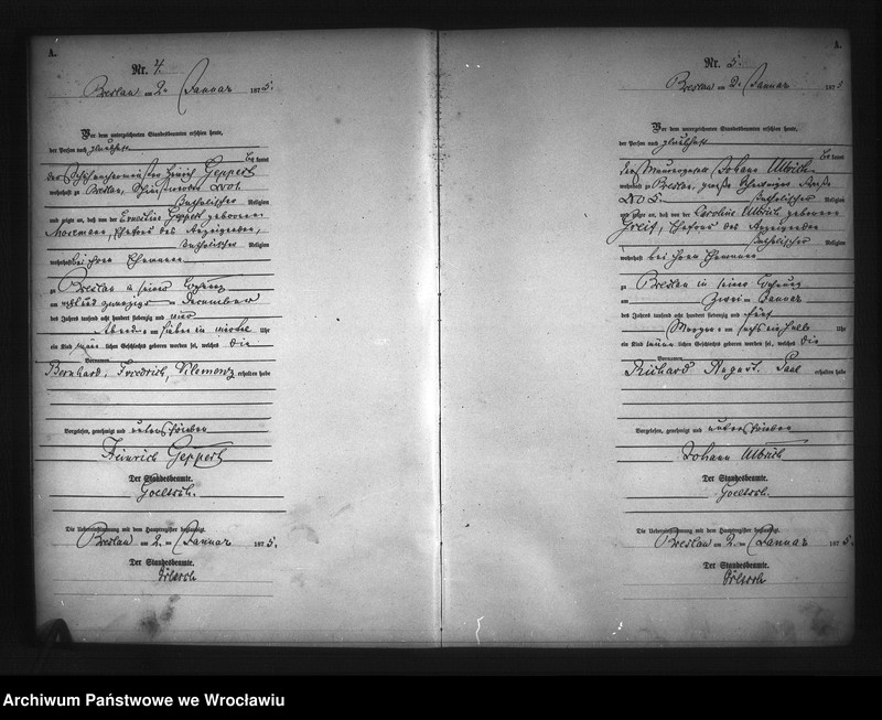 Obraz 5 z jednostki "Geburts-Neben-Register Breslau I 1875 Band 1"