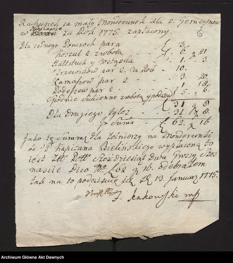 image.from.unit.number "Zbiór pism rozmaitych Wydziału Wojskowego tyczących, w. XVI - XVIII"