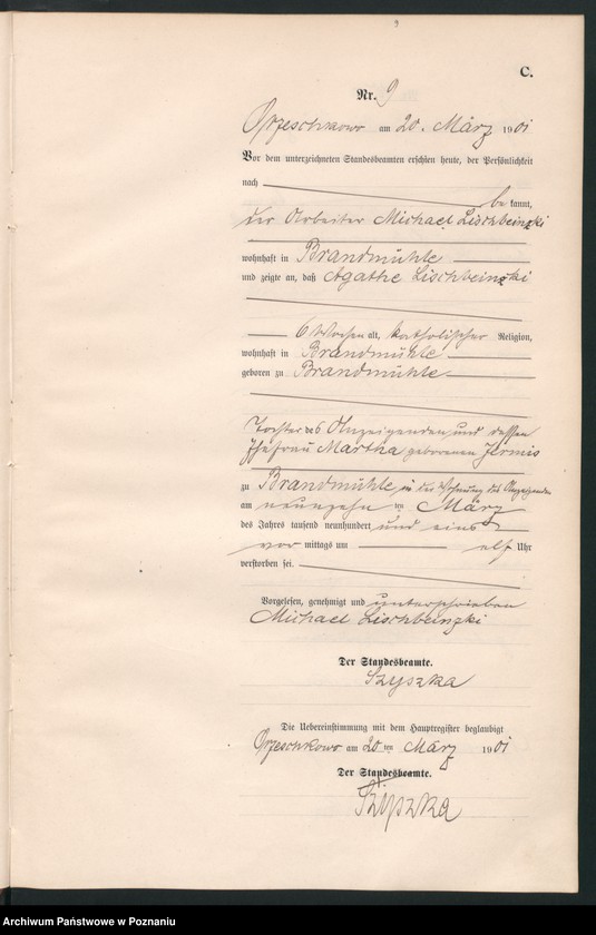 Obraz 12 z jednostki "Sterbe-Neben-Register"