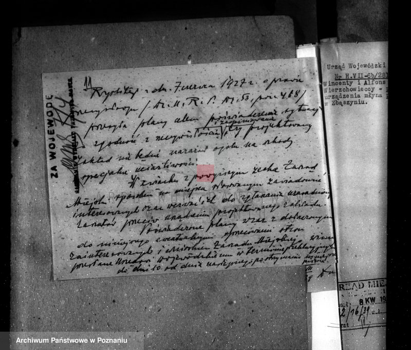 Obraz 16 z jednostki "Udzielenie zezwolenia na urządzenie młyna parowego W. i A. Wierzchowieckich w Zbąszyniu, pow. nowotomyski"