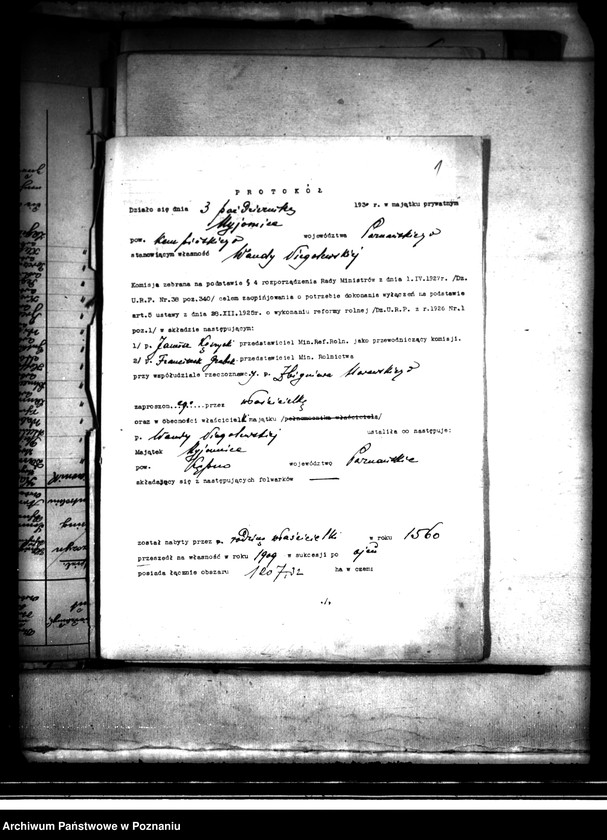 Obraz 5 z jednostki "Majątek Myjomice powiatu kępińskiego wyłączenie z art. 4,5 ustawy o przeprowadzeniu reformy rolnej"