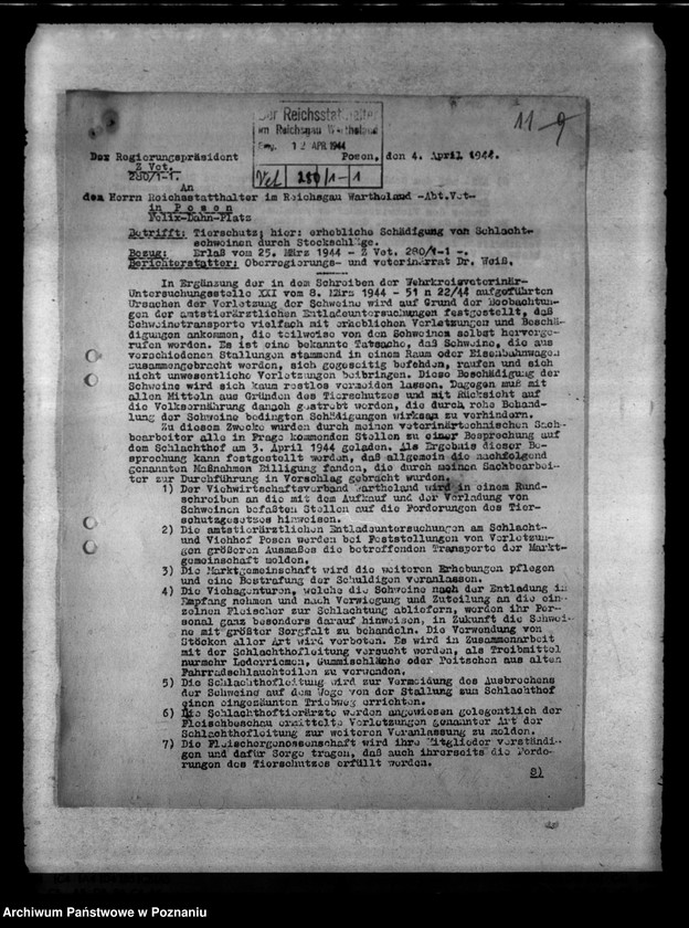 image.from.unit.number "Behandlung von Schlachtvieh. Tierschutz. Wissenschaftliche Versuche an lebenden Tieren"