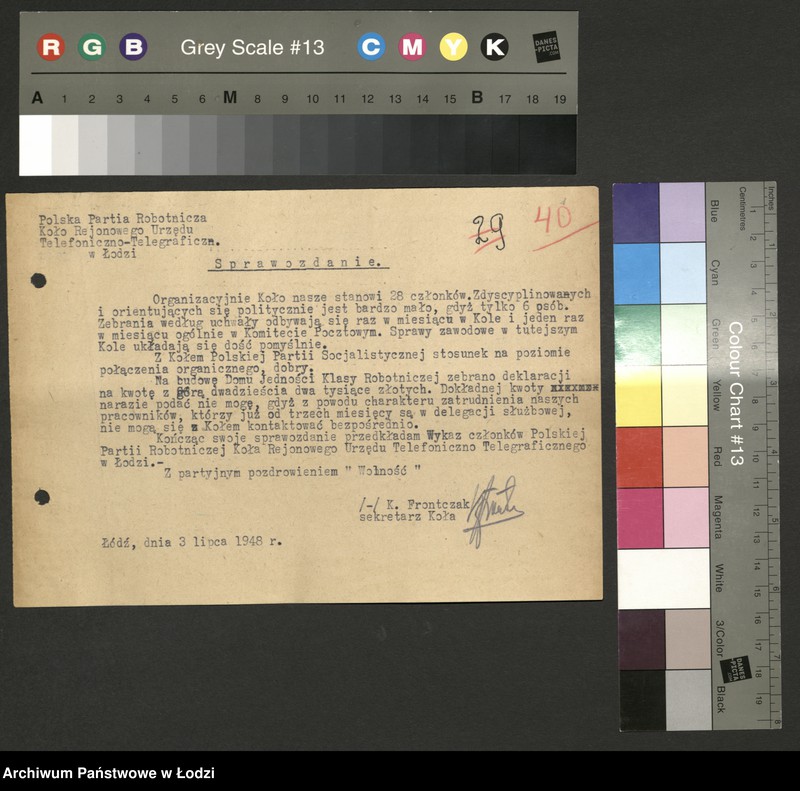 Obraz 2 z jednostki "Sekcja Pocztowa; sprawozdania [z działalności], protokoły [narad], plany pracy, referaty i rezolucje"