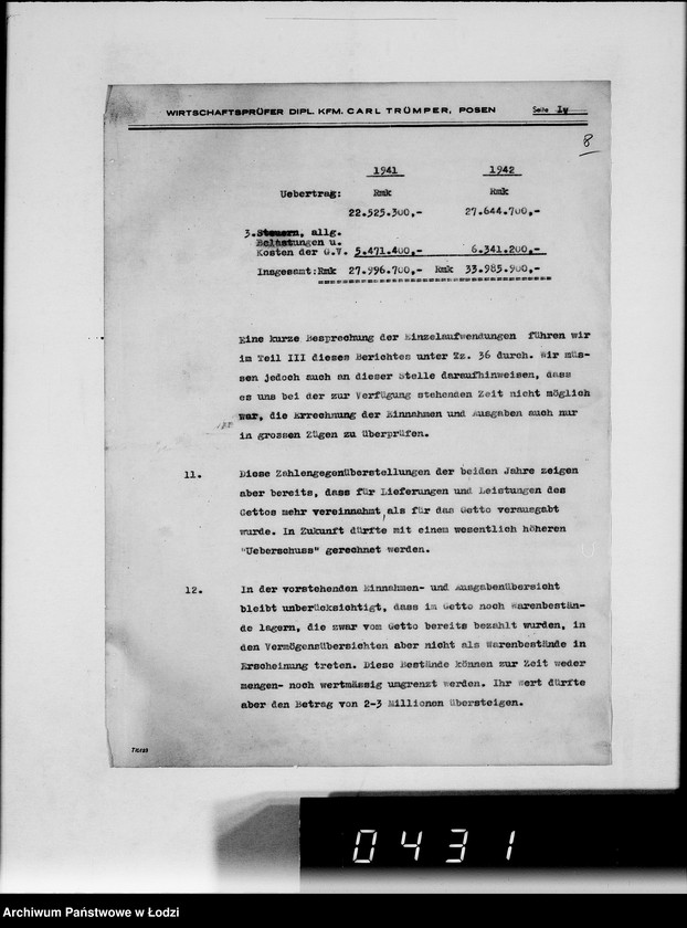 Obraz 12 z jednostki "Bericht über die Prüfung bei der Gettoverwaltung-Litzmannstadt."