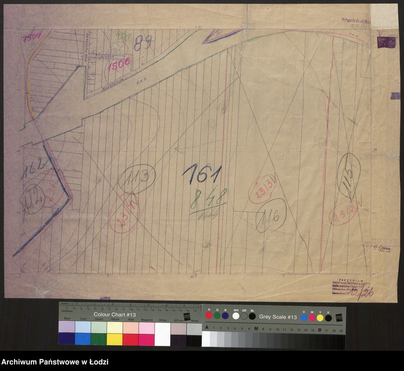 Obraz 1 z jednostki "Plan m. Łodzi 1:2000 z oznaczeniem podziału miasta na obwody i rejony spisowe. Sekcja SW33"