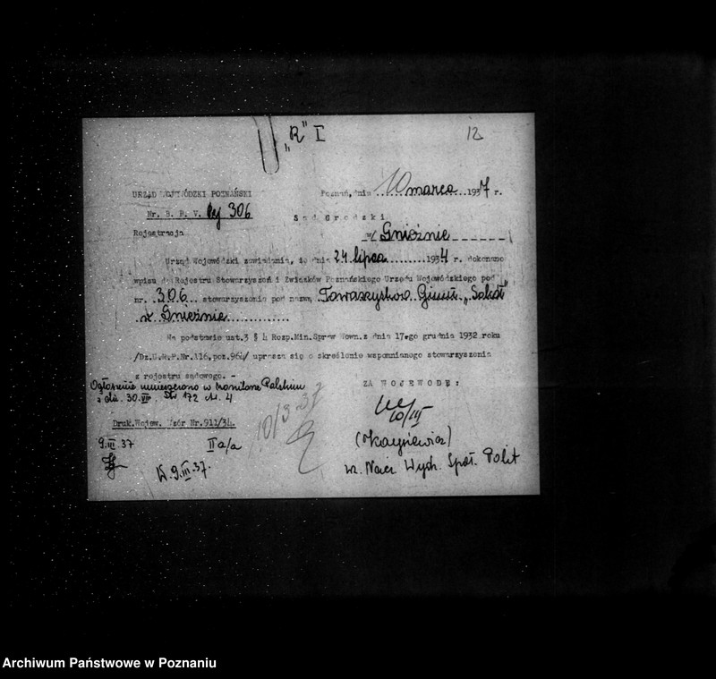 Obraz 16 z jednostki "/Żeńskie Towarzystwo Gimnastyczne Sokół w Gnieźnie - rejestracja/"