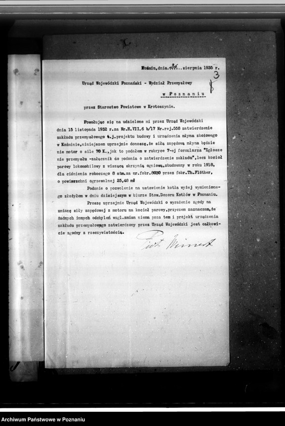 Obraz 7 z jednostki "Młyn P. Weinerta w Koźminie pow. krotoszyński nr woj. kotła 6621"