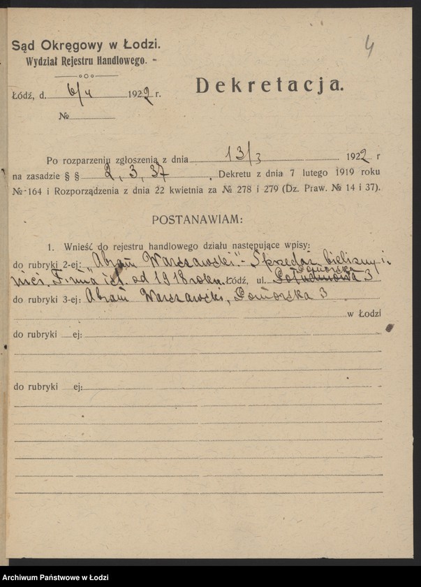 Obraz 6 z jednostki "Abram Warszawski- sprzedaz bielizny i nici"