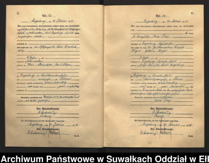 image.from.unit.number "C2. Sterbe - Register (Neben - Register) Standesamt Angerburg Ostpr. einschl. der Standesamtsbezirk Gross Strengeln, Kehlen und Prinowen"
