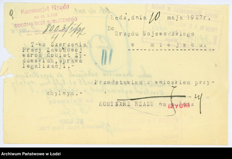 Obraz 12 z jednostki "Tow. Szerzenia Pracy Zawodowej wśród Kobiet Żydowskich "Praca" w Łodzi"