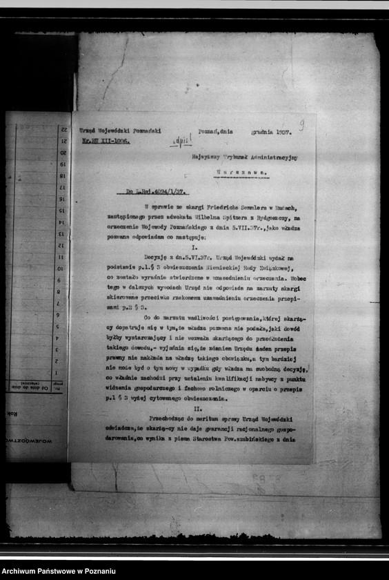 Obraz 13 z jednostki "Friedrich Semmler Skarga do Najwyższego Trybunału Administracyjnego na decyzję Wojewody Poznańskiego z dnia 5.VI.1937 r. /sprawy przewłaszczenia/"
