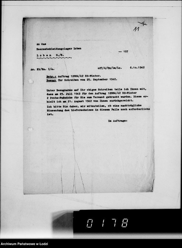 Obraz 15 z jednostki "5234 Kriegsauftrag SS-12884/42 Winter 1.158 St.Fusssäcke H.B.A.Berlin"