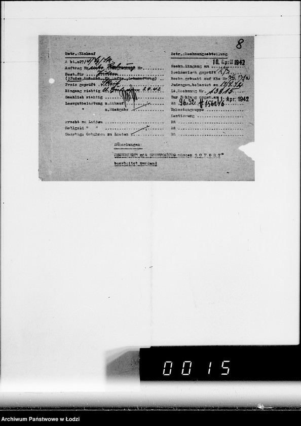 Obraz 12 z jednostki "W. [rachunki za dostawy towarów dla Getta]"