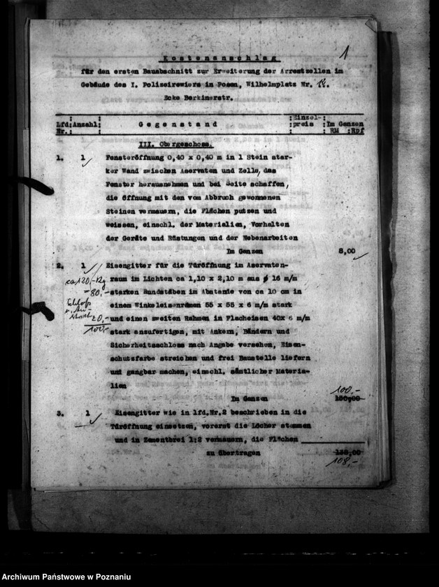 Obraz 5 z jednostki "Umbau. Polizeigefängnis Posen und Fort Radziwill"