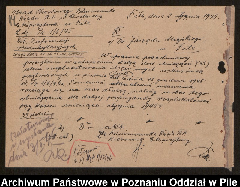 Obraz 16 z jednostki "[Zarządzenia i sprawozdania statystyczne dotyczące rejestracji szkód wojennych]"