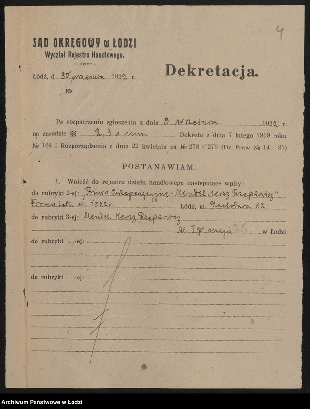 Obraz 6 z jednostki "Mendel Hersz Rzepkowicz – biuro ekspedycyjne"